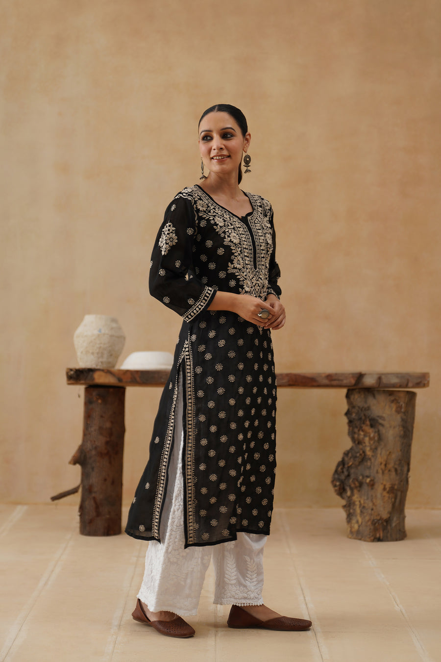Cotton Long Kurti - Black