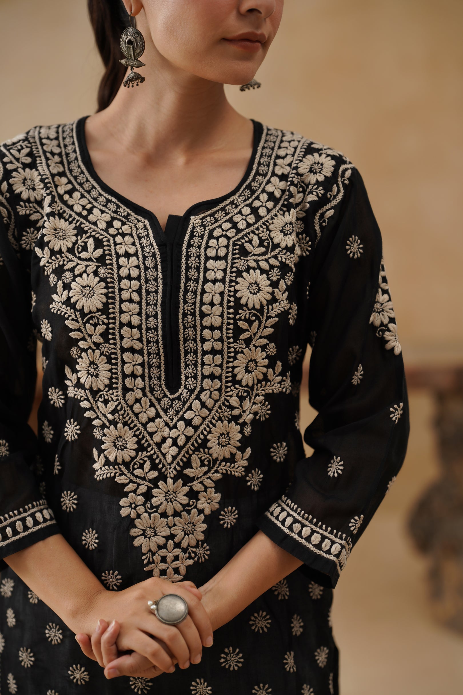 Cotton Long Kurti - Black