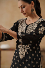 Cotton Long Kurti - Black