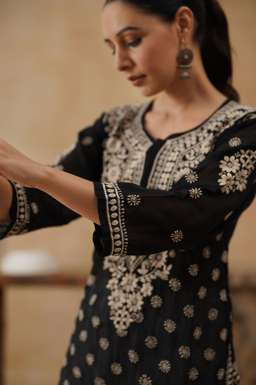 Cotton Long Kurti - Black