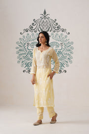 Chikankari Mul Chanderi Coord Set - Pastel Yellow