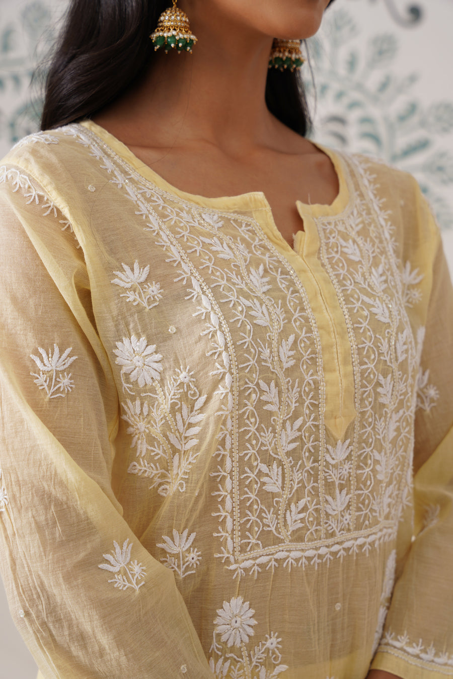 Chikankari Mul Chanderi Coord Set - Pastel Yellow