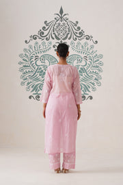 Chikankari Mul Chanderi Coord Set - Pink Pearl
