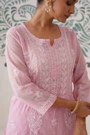 Chikankari Mul Chanderi Coord Set - Pink Pearl