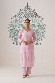 Chikankari Mul Chanderi Coord Set - Pink Pearl