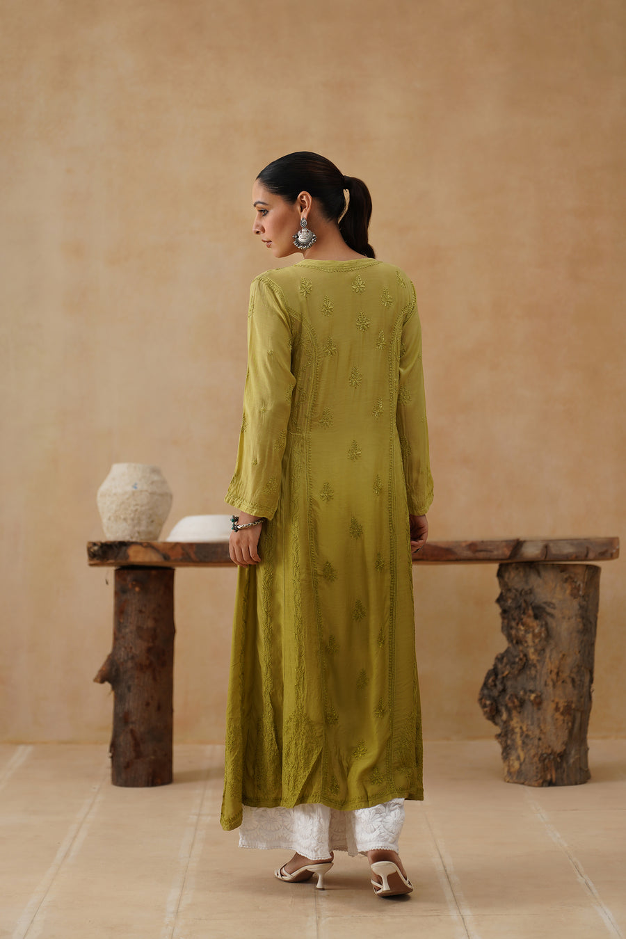 Mul Chanderi - Olive Ombre