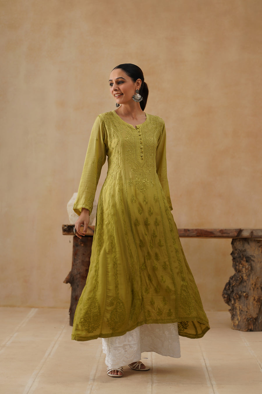 Mul Chanderi - Olive Ombre
