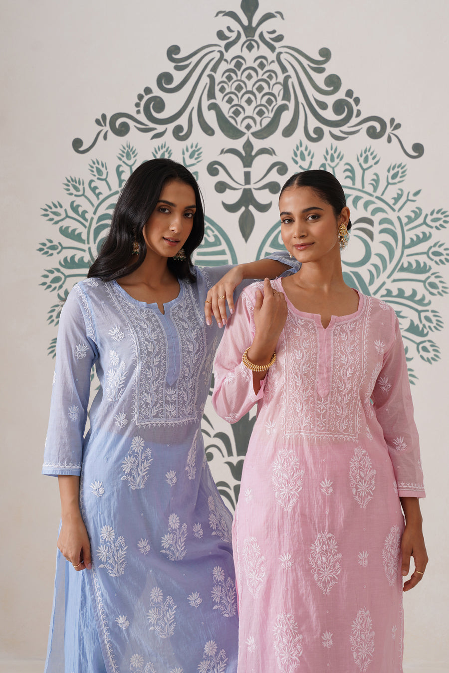 Chikankari Mul Chanderi Coord Set - Pink Pearl