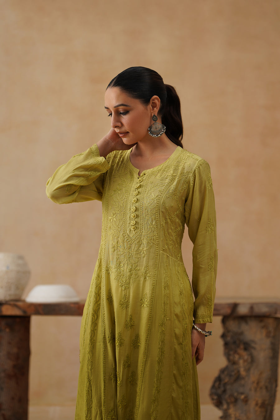 Mul Chanderi - Olive Ombre