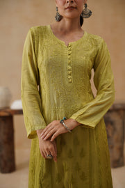 Mul Chanderi - Olive Ombre