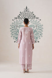 Chikankari Chanderi Coord Set - Light Mauve