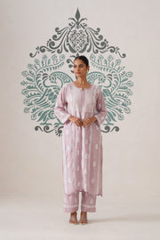 Chikankari Chanderi Coord Set - Light Mauve