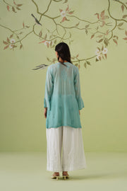 Viscose Chikankari Short Kurti - Ombre Teal