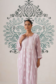 Chikankari Chanderi Coord Set - Light Mauve
