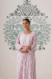 Chikankari Chanderi Coord Set - Light Mauve