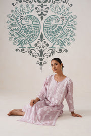 Chikankari Chanderi Coord Set - Light Mauve