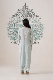 Chikankari Mul Chanderi Coord Set - Mint Green
