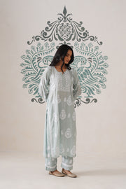 Chikankari Mul Chanderi Coord Set - Mint Green
