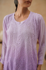 Muslin Short kurti Jaal - Purple