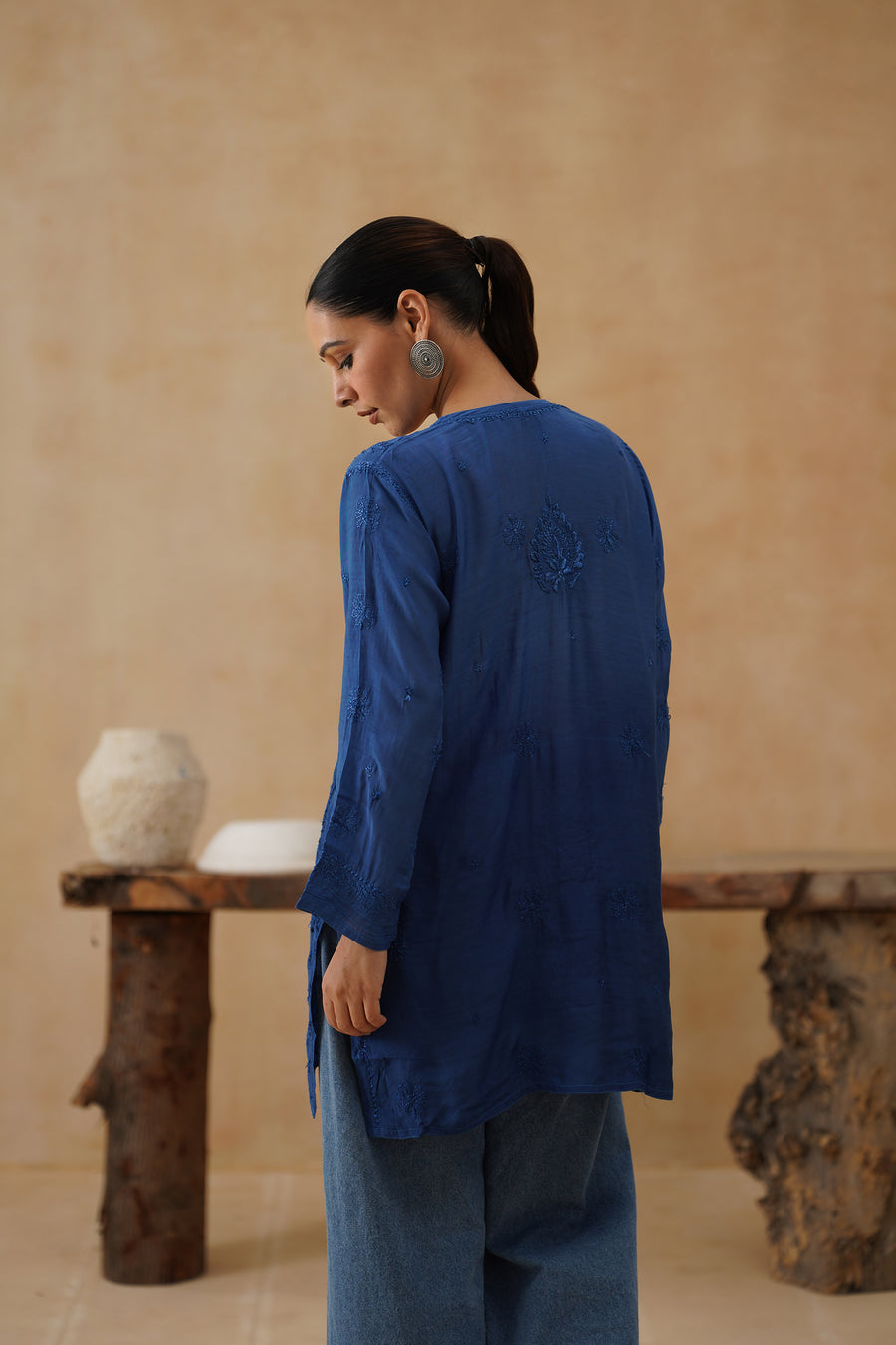 Muslin Short Kurti - Midnight blue