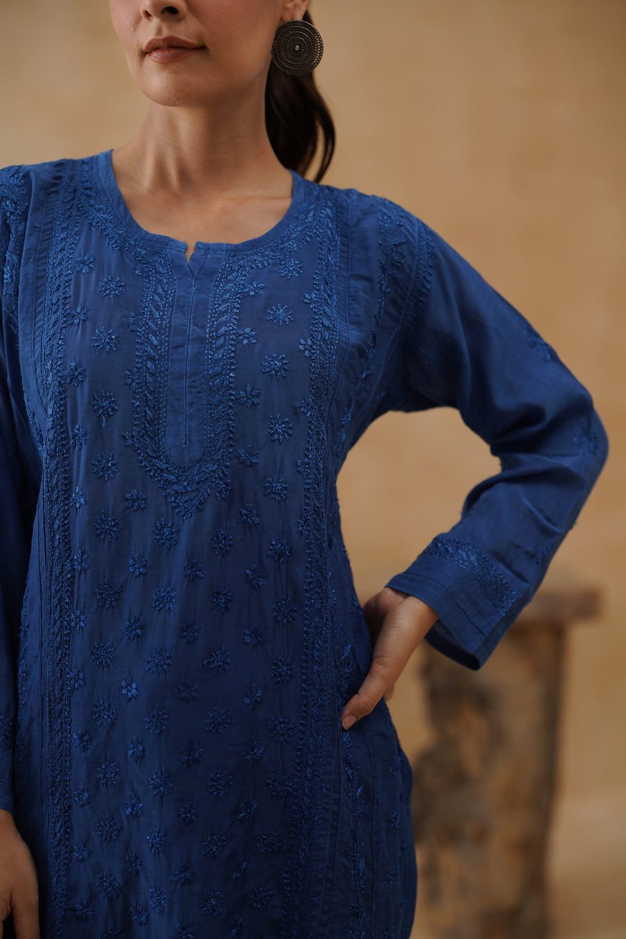 Muslin Short Kurti - Midnight blue