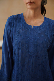 Muslin Short Kurti - Midnight blue
