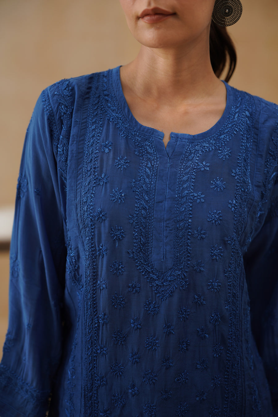 Muslin Short Kurti - Midnight blue