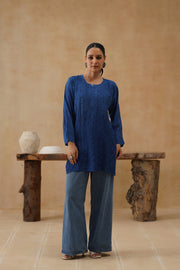 Muslin Short Kurti - Midnight blue