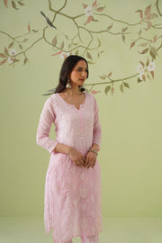 Kota Chikankari Co-ord Set - Baby Pink
