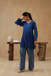 Muslin Short Kurti - Midnight blue