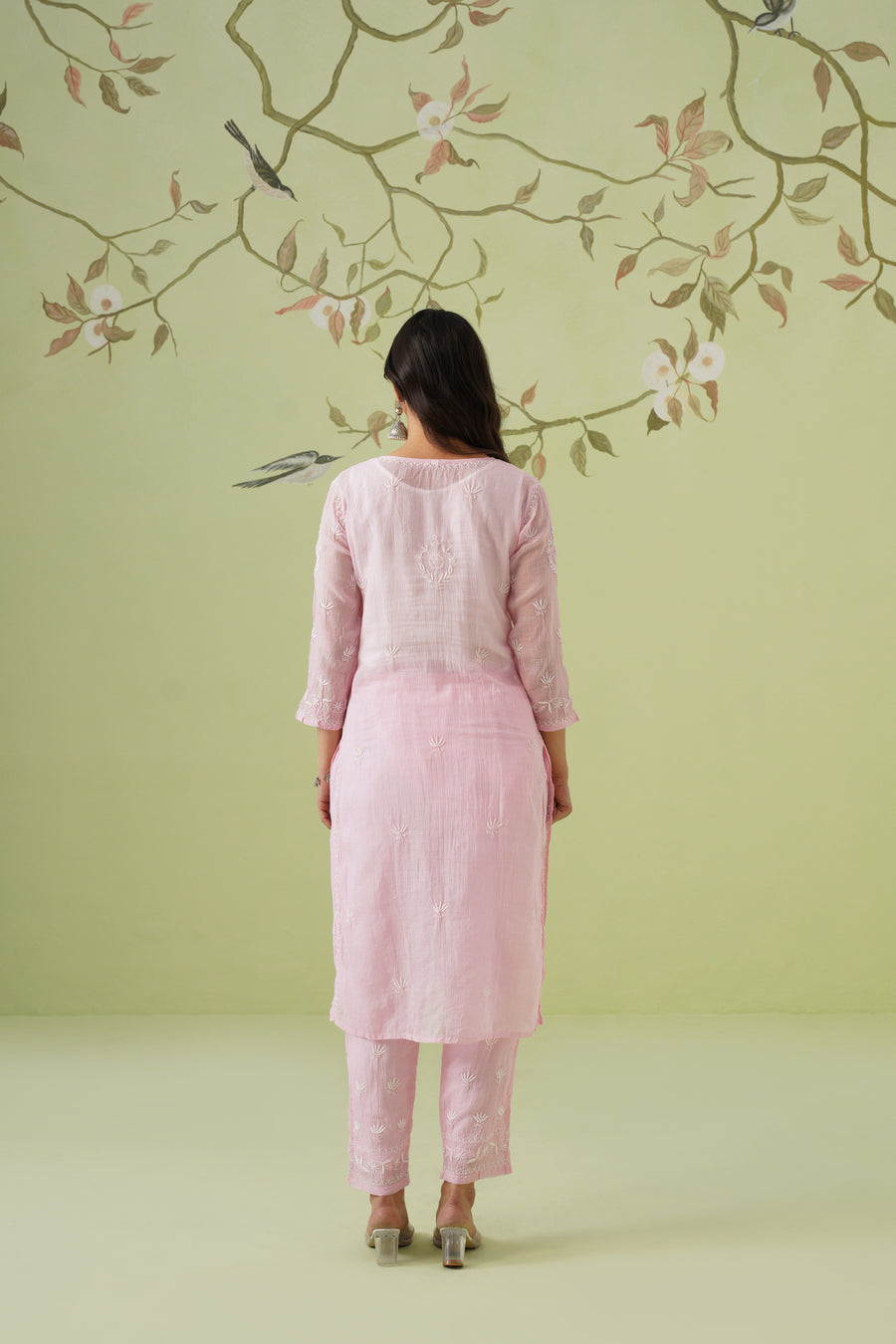 Kota Chikankari Co-ord Set - Baby Pink