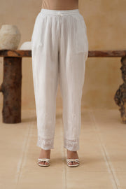 Kota Chikankari Co-ord Set - White