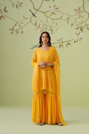 Viscose Chikankari Sharara Set - Sunshine Yellow