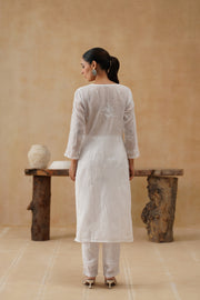 Kota Chikankari Co-ord Set - White