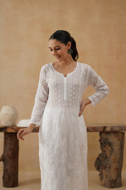 Kota Chikankari Co-ord Set - White