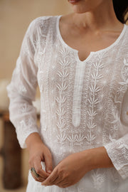 Kota Chikankari Co-ord Set - White