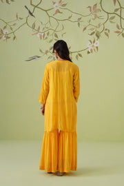 Viscose Chikankari Sharara Set - Sunshine Yellow