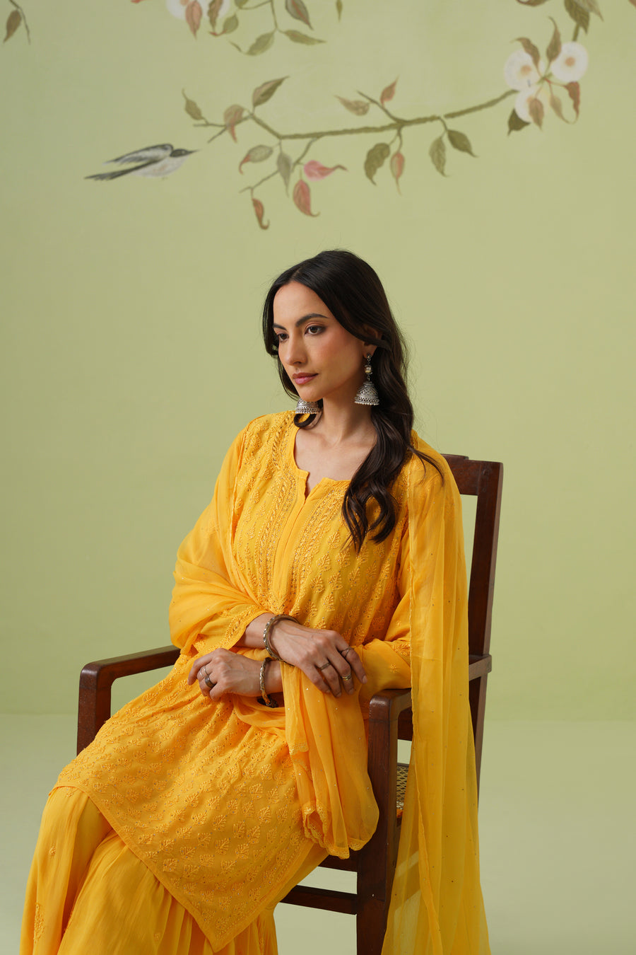 Viscose Chikankari Sharara Set - Sunshine Yellow