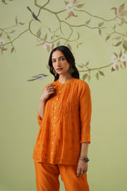 Mul Chikankari Co-ord Set - Marigold