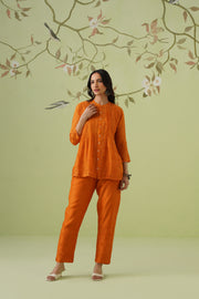 Mul Chikankari Co-ord Set - Marigold