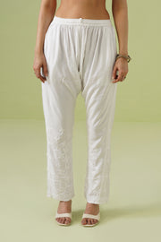 Modal Chikankari Pant - White