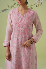Mul Chanderi Chikankari 3pc Suit - Blush Mauve