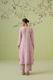 Mul Chanderi Chikankari 3pc Suit - Blush Mauve