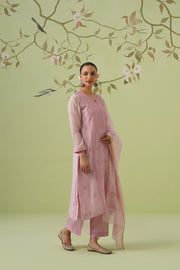 Mul Chanderi Chikankari 3pc Suit - Blush Mauve