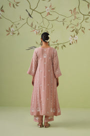 Tissue Chikankari 3pc Anarkali - Dusty Rose