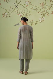 Viscose Chikankari Kurta Pant Set - Grey