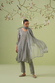 Viscose Chikankari Kurta Pant Set - Grey