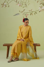 Tissue Chikankari 3pc Suit Set - Golden Yellow