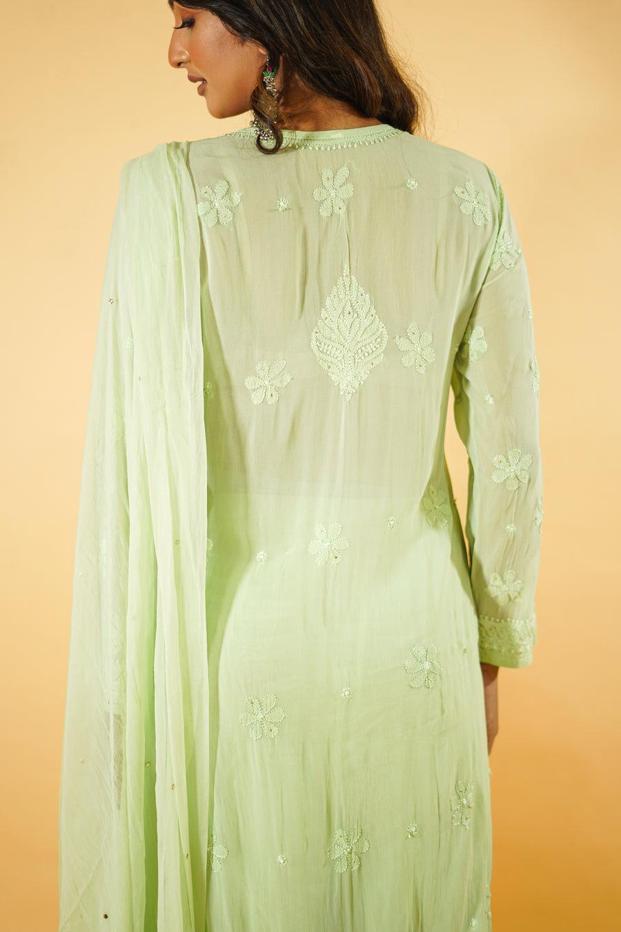 Chikankari Sharara set with Mukaish Work Pattern - GREEN