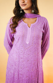 Chikankari Sharara set with mukaish - Purple